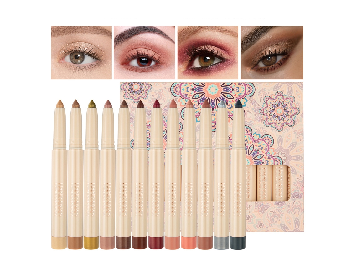 12pcs/caixa Matte Eyeshadow Creme Maquiagem Shimmer Metallic Eye Shadow Gel Smoky Make Up Cosmetic Brighten Color Shadows Ehstmind (b)