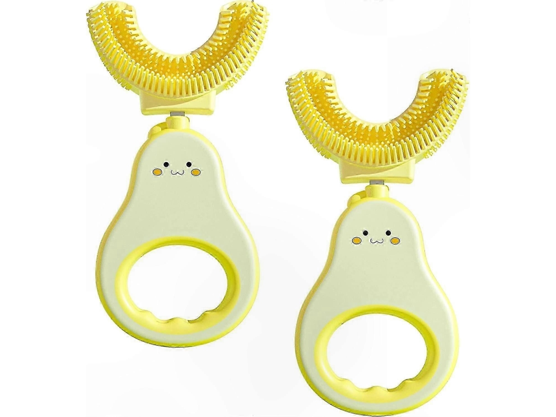 Escova de Dentes em Formato U, Feita Silicone Macio, para Crianças 1 a 7 Anos, Pacote com 2 Unidades. GOKOCO