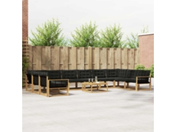 Vidaxl Conjunto De Sofás Para Exterior 11 Pcs Branco E Preto