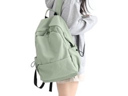 Mochila Grande Impermeável Para Notebook Linjou Leve Casual Ajusta 14 Polegadas Verde Claro