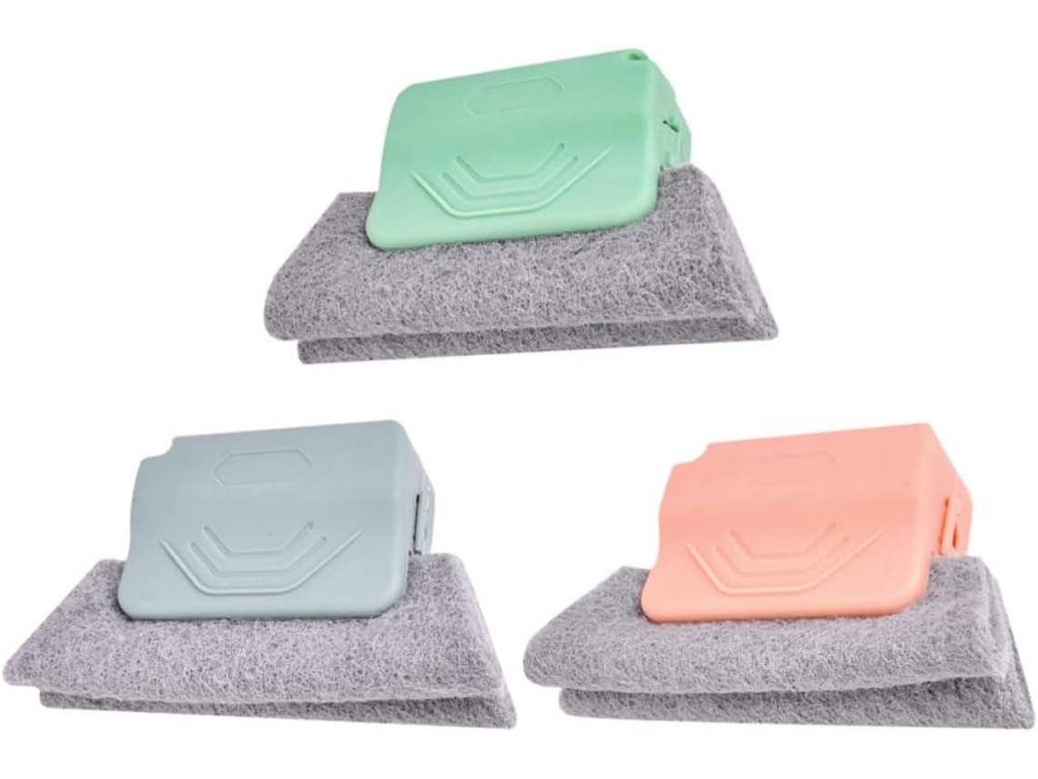 Conjunto De 3 Escovas Limpeza Para Janelas E Frestas Wooneky, Com Cerdas Macias, Para Banheiro E Cozinha Verde, Cinza E