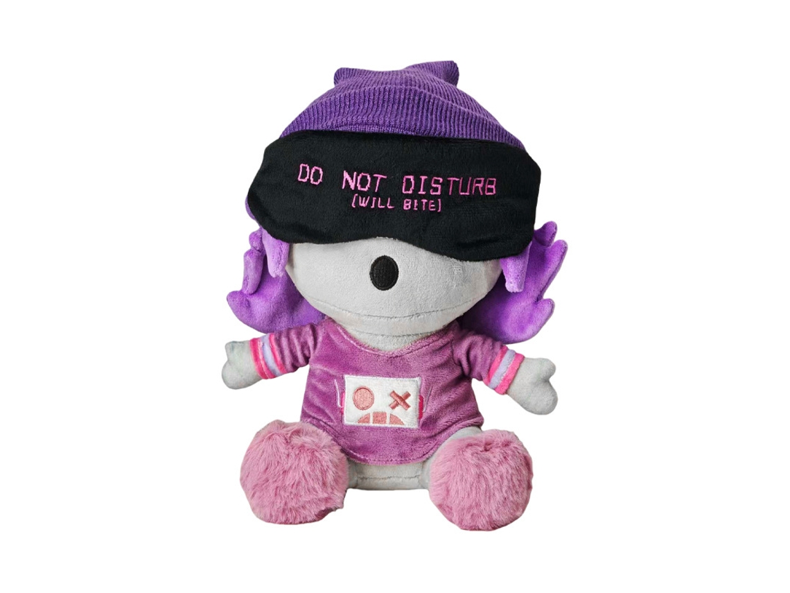 Brinquedo de Pelúcia Inorgânico Menina, Máscara Dormir com Cabelo Roxo, Dinossauro 240g, Bichinho GOKOCO