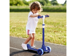 Trottinette Para Crianças 3 Rodas Com Luzes Led, Guidão Altura Ajustável, Freio De Fricção Traseiro 2 A 6 Anos, Azul
