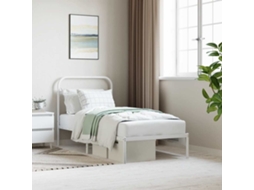 Vidaxl Estrutura De Cama Com Cabeceira 90x190 Cm Metal Branco