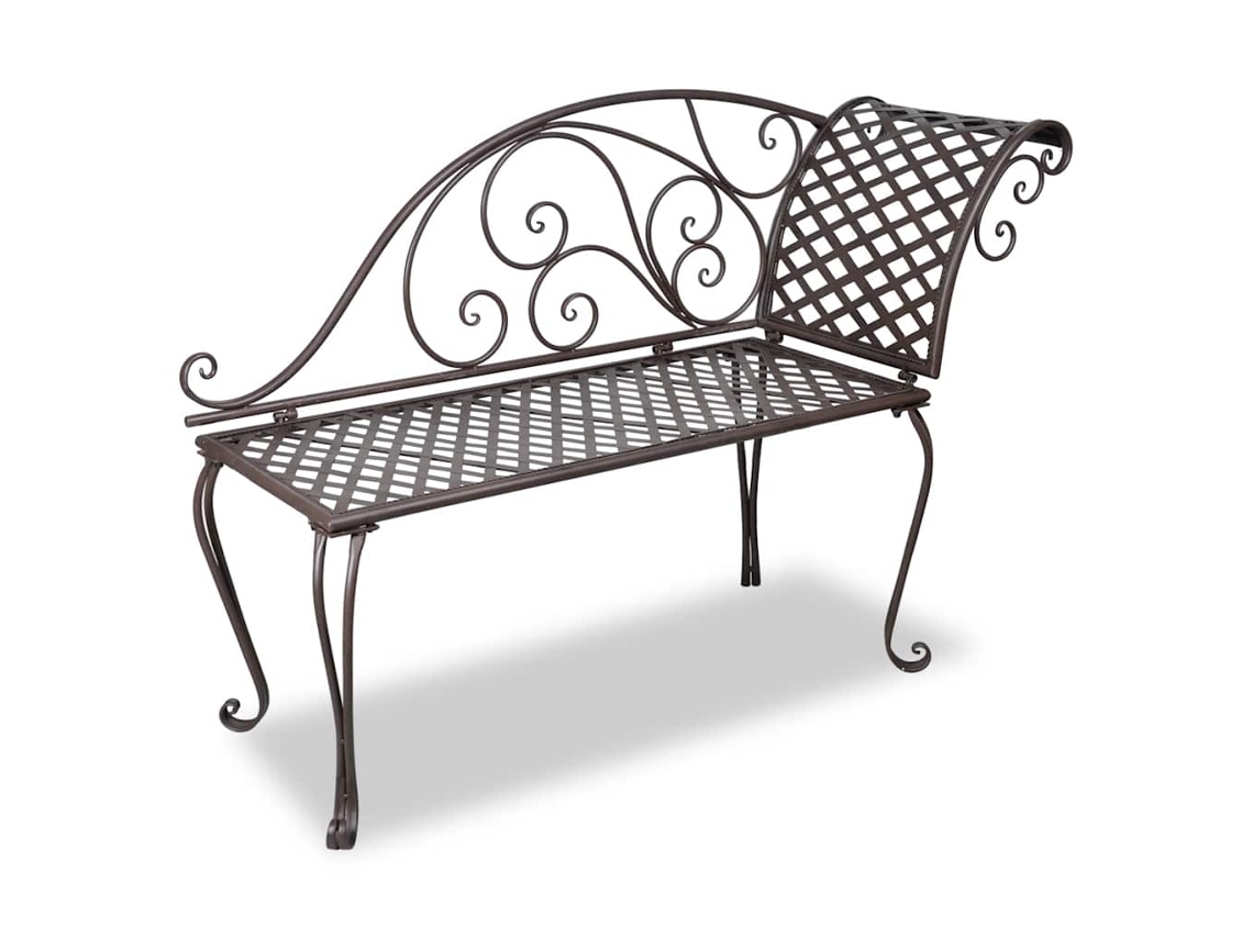 Vidaxl Chaise Lounge Para Jardim 128 Cm Aço Antigo Castanho