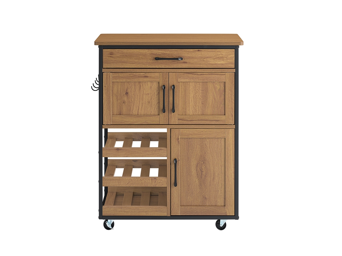 Armário De Cozinha Vintage Com Rodas E Gavetas Castanhas Sobuy