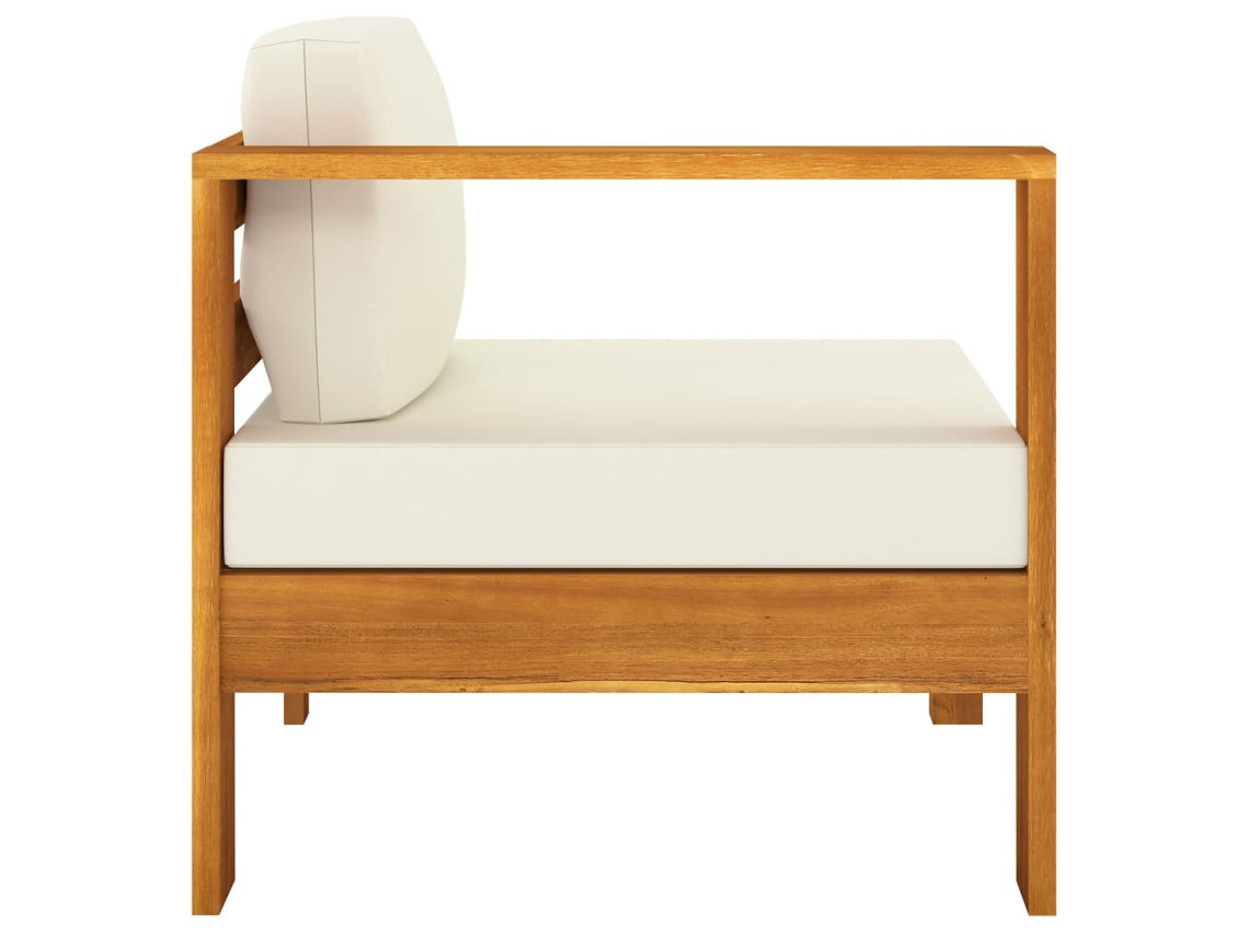 Sofá de Jardim 4 Lugares com Almofada Creme Madeira de Acácia Maciça