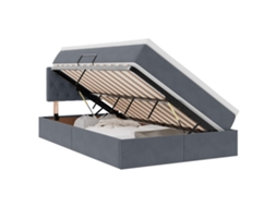 Cama com Arrumação e Led Cinza Escuro Veludo MAISON EXCLUSIVE (120x200 cm)