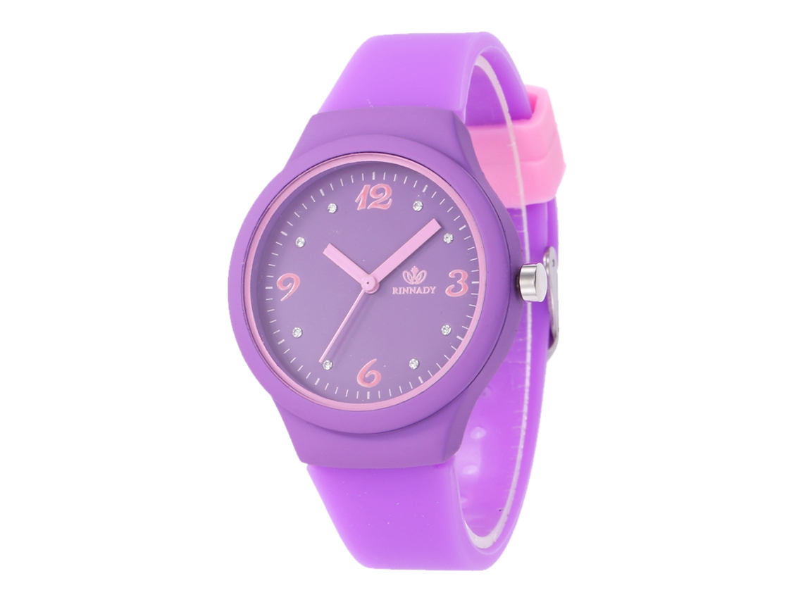 Relógio de quartzo elegante e casual com pulseira de silicone unissex (roxo)