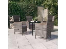 Vidaxl 5 Pcs Conjunto De Jantar Para Jardim Com Almofadões Cinzento