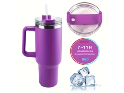 Caneca Térmica de Viagem de 1,18 Litro (40 Oz) com Alça e Tampa para Canudo, Aço Inoxidável Duplo MDUG (roxo)