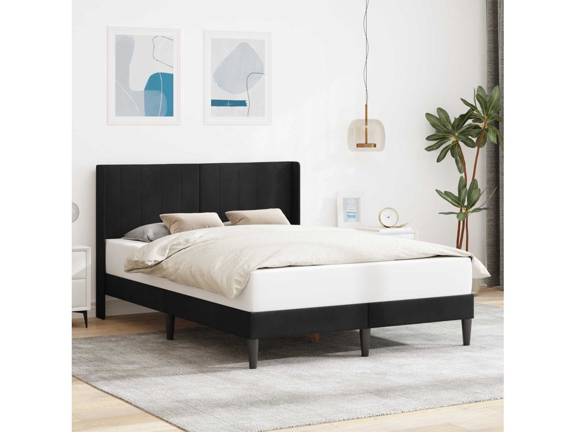 Vidaxl Estrutura Da Cama Com Cabeceira Preto 160 X 200 Cm Veludo