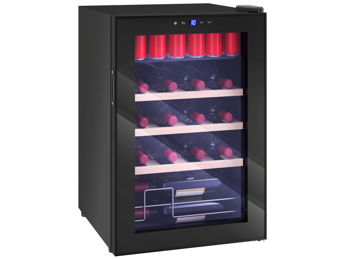 Frigorífico para Vinhos 53l com Prateleiras Ajustáveis para 12 Garrafas e 25 Latas, 43x45x64 cm, preto BTFORUS