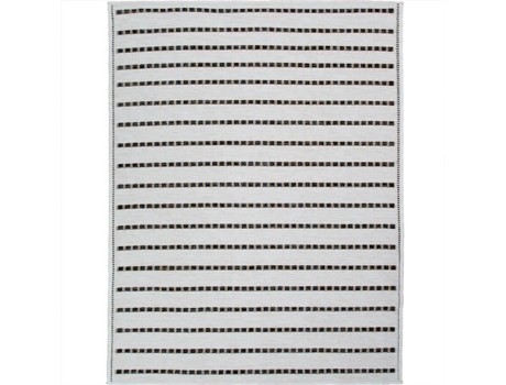 Tapete Com Aparência De Juta Interior Exterior Listras Pretas Brancas 190x290