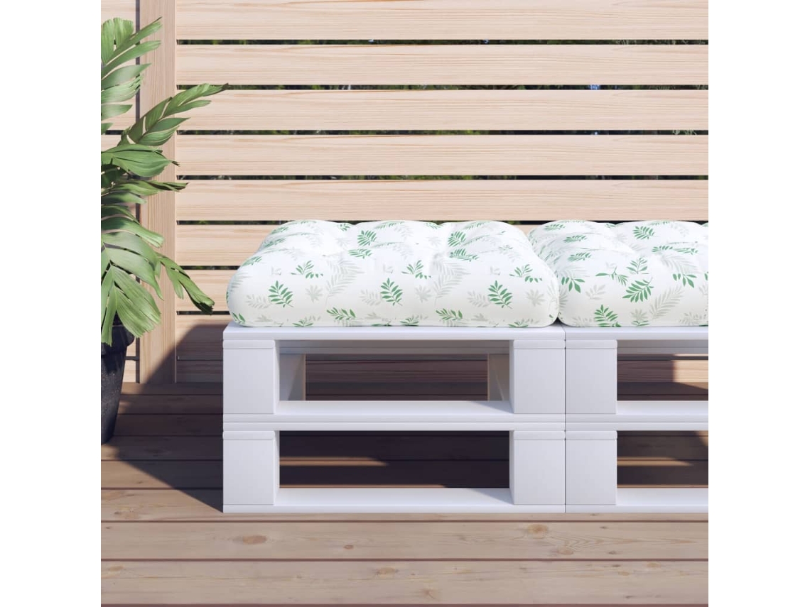 Vidaxl Almofadão Para Sofá De Paletes 60x60x12 Cm Tecido Padrão Folhas