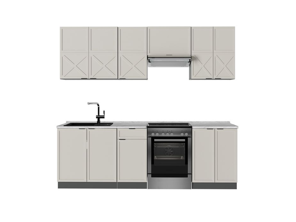 Cozinha Fame Line, 240cm, Pt Mármore, Cinzabeige/anthracite, Anthracite, Vicco