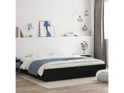 Vidaxl Estrutura De Cama C/ Gavetas 200x200 Cm Derivados Madeira Preto