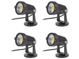 Conjunto de 4 Spotlights LED COB 5W 220V Ajustáveis para Jardim e Terraço | S/MARCA