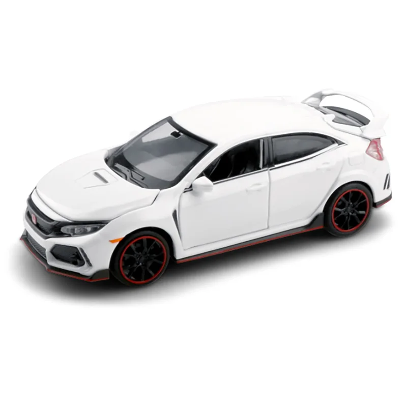 (branco) Miniatura De Carro Honda Civic Type R Em Escala 1/32, Feita Em Metal Fundido, Brinquedo Infantil Com Base.