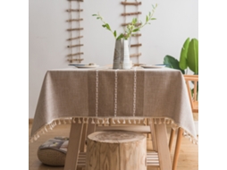 Lurelia Toalha De Mesa Algodão Linho 140x180cm 70 Cm Lavável Borlas