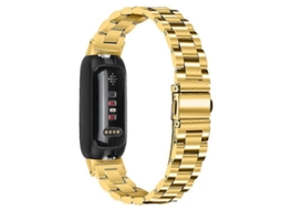 Correa De Pulsera Compatible Con Fitbit Inspire 3 Acero Inoxidable 3 Perlas Oro Oro