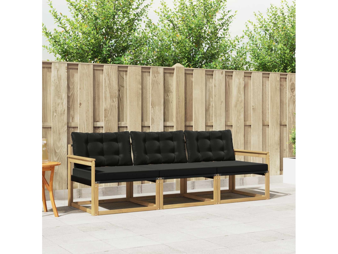 Vidaxl Conjunto De Sofás Para Exterior 3 Pcs Branco E Preto