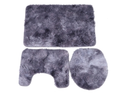Conjunto de 3 Tapetes de Banheiro Roxo Anti derrapante Capa de Tampo Soft Pvc Fibra Poliéster