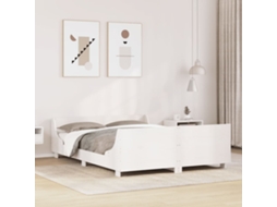 Cama Sem Colchão 150x200 Cm Madeira De Pinho Maciça Branco