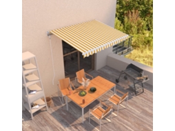 Vidaxl Toldo Retrátil Manual 350x250 Cm Amarelo E Branco