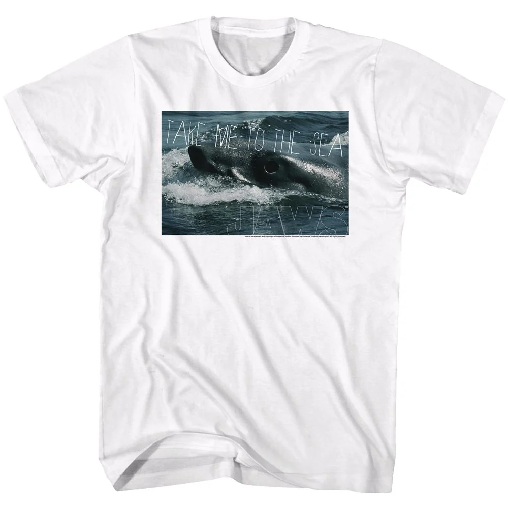 Rockinstone Jaws Movie Sea Legs White Adult T-shirt Size:m