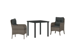 Maison Exclusive - Conjunto De Jantar Para Jardim 3 Pcs Cinzeto Vime Pe