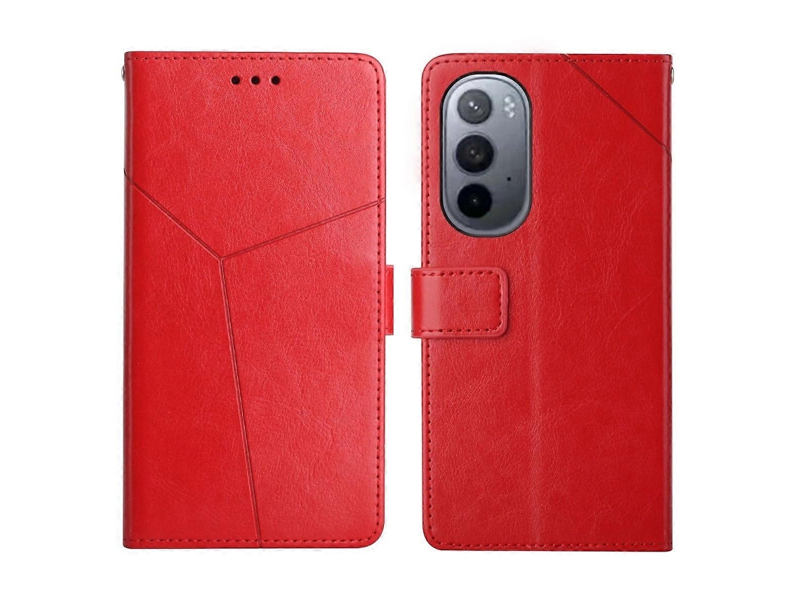Capa De Couro Com Costura Em Y E Design Flip Horizontal Para Motorola Moto Edge X30