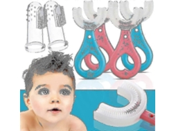 Kit Com 6 Escovas De Dente Em Formato De U Para Crianças E Bebês Com Pontas De Silicone.