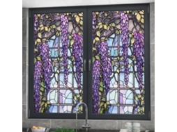 Película Para Janelas Com Estampa Floral Para Vitrais, Proteção Uv, Isolamento Térmico, Estampa Roxa Para Decoração De Janelas