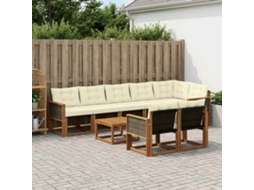 Vidaxl Conjunto De Sofás Para Exterior 9 Pcs Natural E Creme