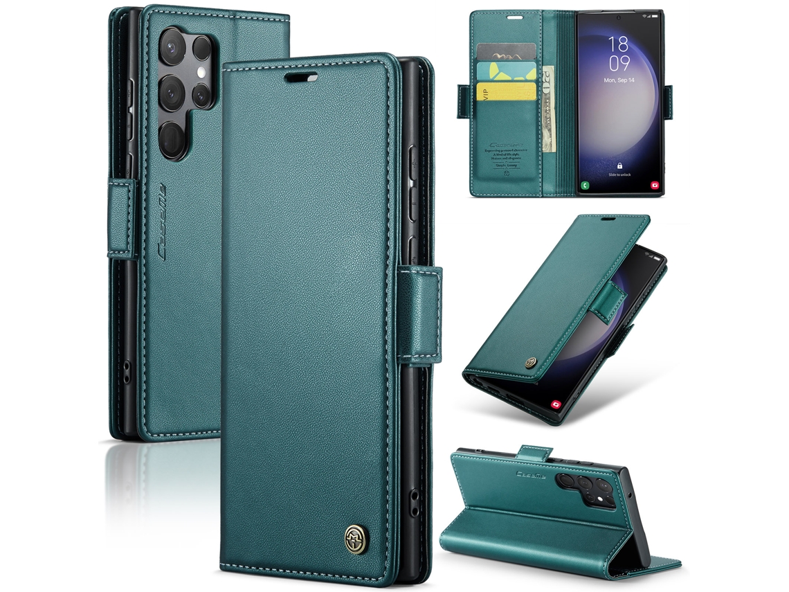 Capa Antifurto Para Celular, Capa De Couro Com Compartimento Para Cartão.verde - Iphone 15 Pro Max