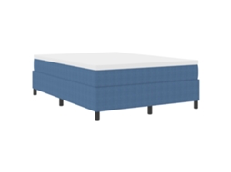 Cama Box Com Colchão Azul Tecido De Veludo Vidaxl Blue Fabric (140x200 Cm)