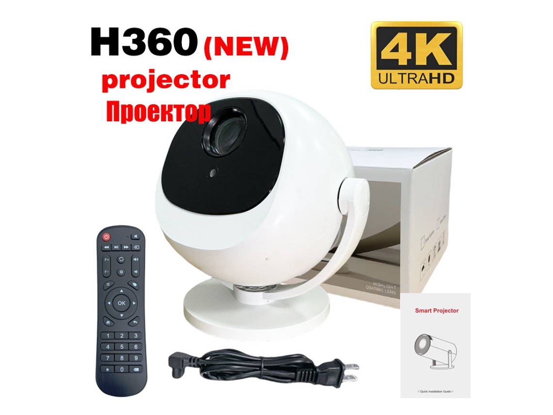 Miniprojetor nativo de 1080p, suporte 4K, com Wi-Fi 6 e Bluetooth 5.2, projetor externo Full HD, correção automática de distorção trapezoidal (YWP)
