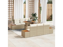Vidaxl Conjunto De Sofá De Jardim 7 Unid. Bege Rattan Sintético