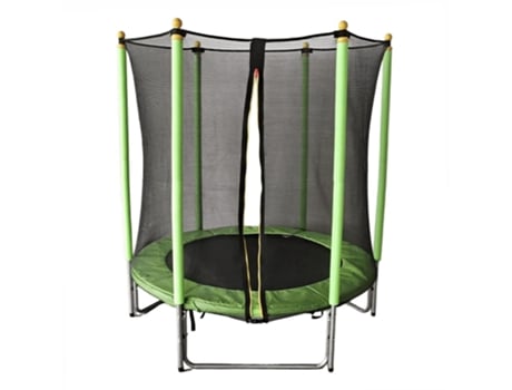Trampolim Infantil Hxg 140 Cm Com Rede De Segurança Verde | Uso Interior E Exterior, Postes Almofadados, Ideal Para Crianças Dos 3 Aos 6 Anos