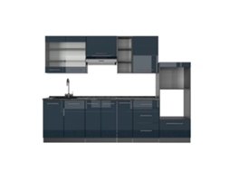 Cozinha Fame-Line, 280 cm sem bancada, Azul escuro brilhante/Antracite, VICCO