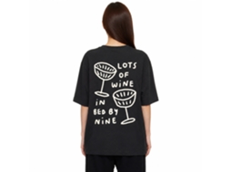 Rockinstone Lots Of Wine In Bed By 9 Lauren Emmett Art T-shirt Unique Designer Style