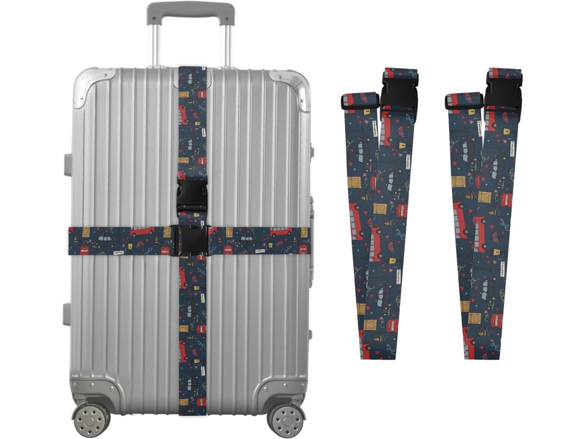 Conjunto De 2 Cintas Bagagem Personalizadas London British Doodle Para Malas Com Fivelas Ajuste