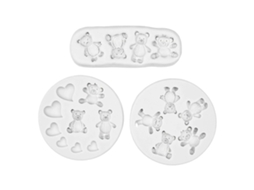 Conjunto De 3 Moldes De Silicone Multifuncionais Em Formato De Urso, Cinza, Fáceis De Desenformar, Perfeitos Para Fazer Sobremesas Artesanais E Ocasiõ