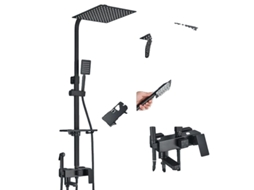 Conjunto De Torneira De Chuveiro, Ajustável Em 4 Vias, Design Moderno,preto 4 Ways 12 Inch Oem