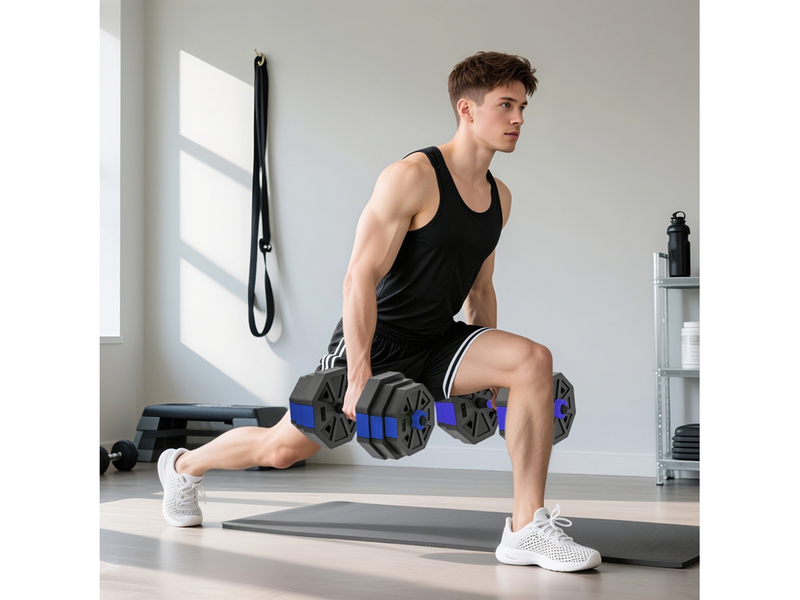 Conjunto De Kettlebells, Em Plástico, Cor Azul