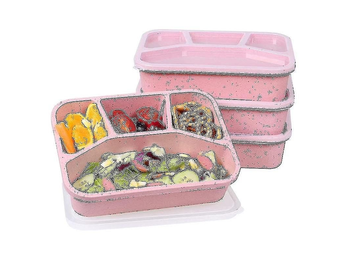 Conjunto de 4 lancheiras Bento reutilizáveis para crianças e adultos com 4 compartimentos.