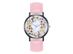Relógio de Pulso Feminino Menina de Quartzo com Pulseira de Couro Pu Casual Rosa