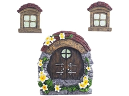 Decoración De Portas E Janelas De Fadas Com Luz Noturna Para Jardim Exterior Estátuas De Resina Em Miniatura