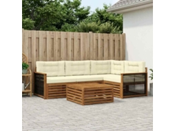 Vidaxl Conjunto De Sofás Para Exterior 5 Pcs Natural E Creme